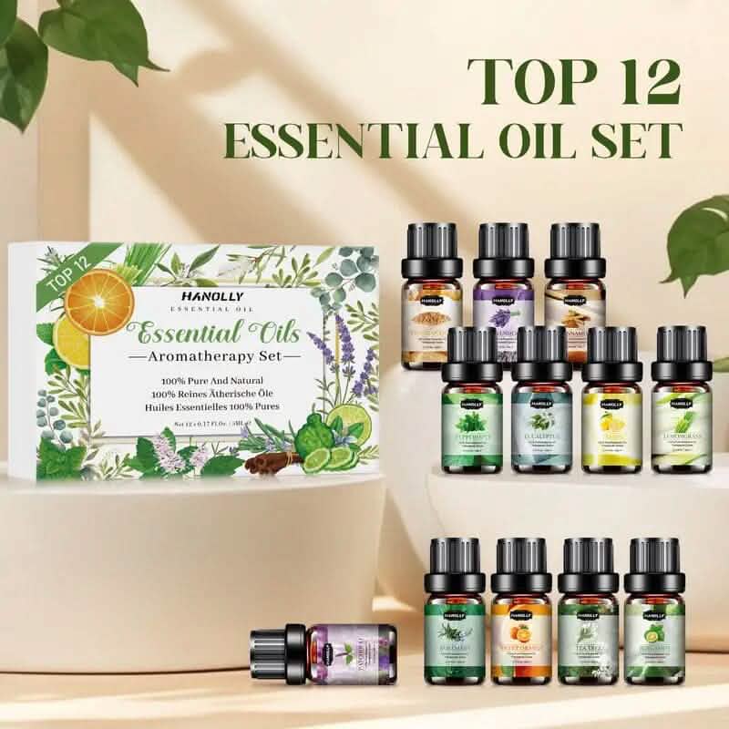 Lot de 12: Kit d'huiles essentielles d'aromathérapie pour diffuseur