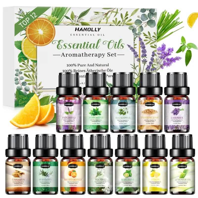 Lot de 12: Kit d'huiles essentielles d'aromathérapie pour diffuseur