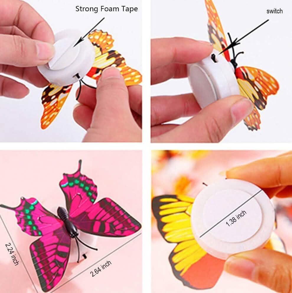 Paquet de 12 : veilleuses décoratives LED papillon