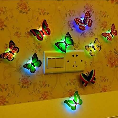 Paquet de 12 : veilleuses décoratives LED papillon