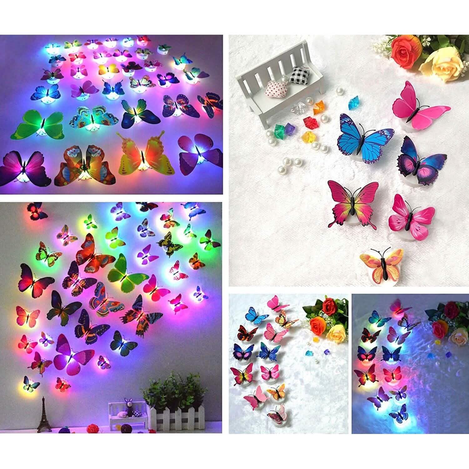Paquet de 12 : veilleuses décoratives LED papillon