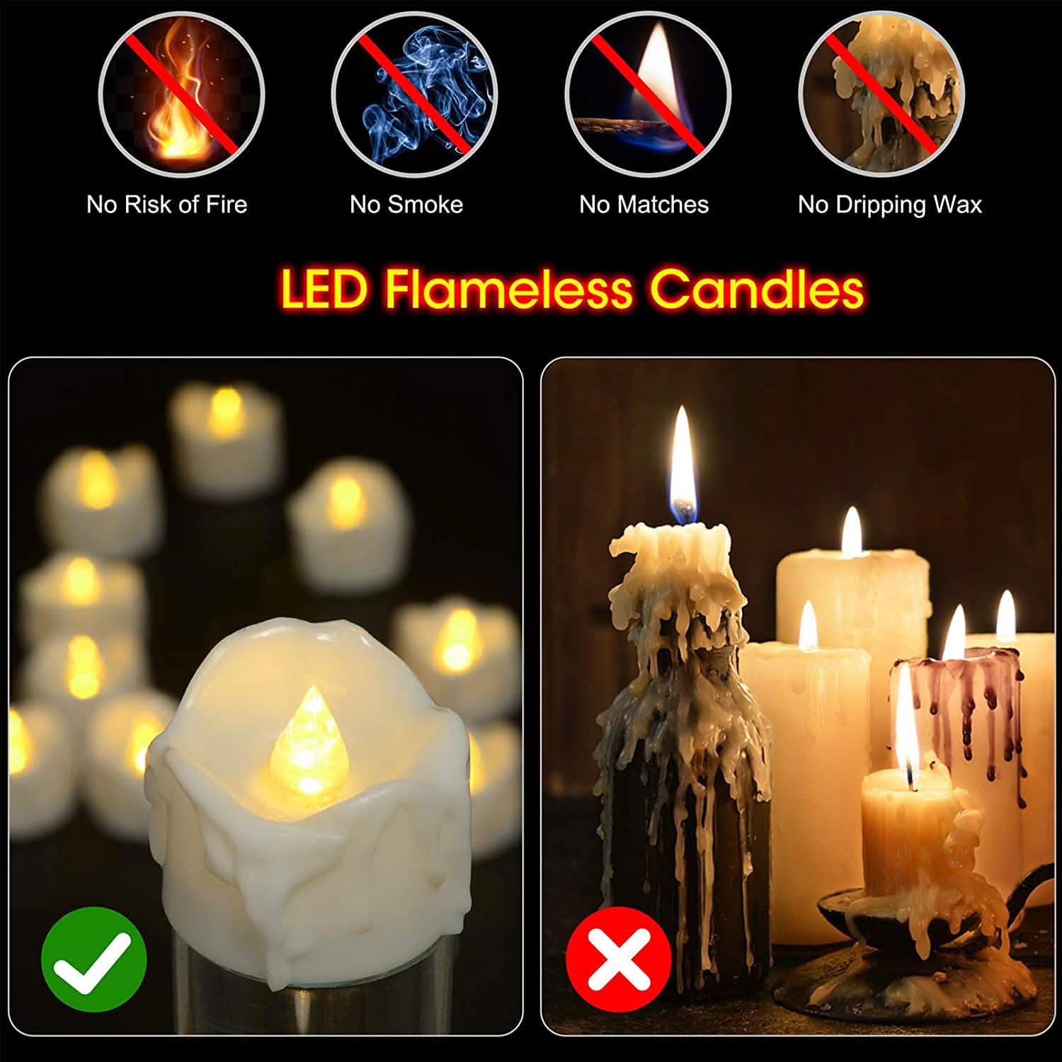 Lot de 12 : Décoration de bougies LED avec minuterie