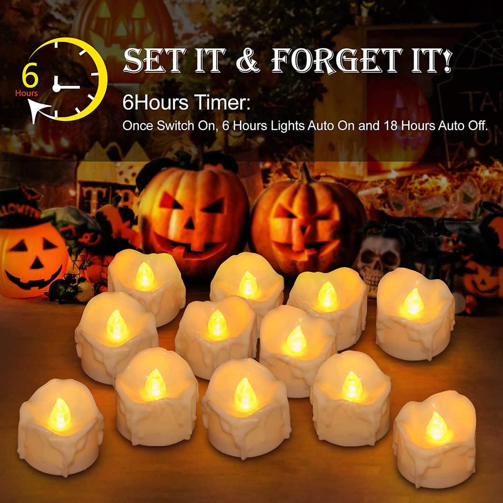 Lot de 12 : Décoration de bougies LED avec minuterie