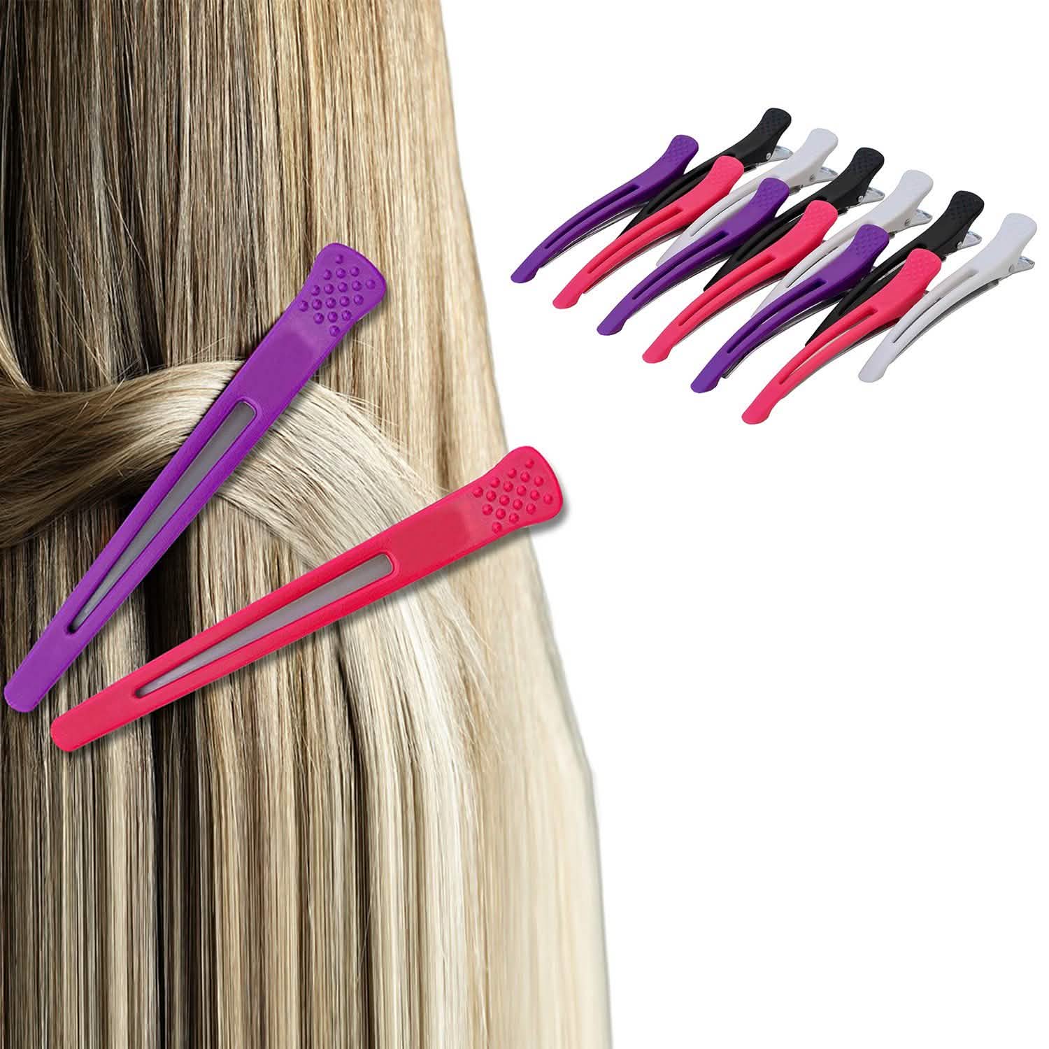 Lot de 12 : Pinces à Cheveux Professionnelles Antidérapantes Pour le Volume, la Coiffure et le Maintien
