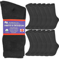 Lot de 12 paires de chaussettes d'équipage en coton, sans revers compressif, pour diabétiques et problèmes circulatoires