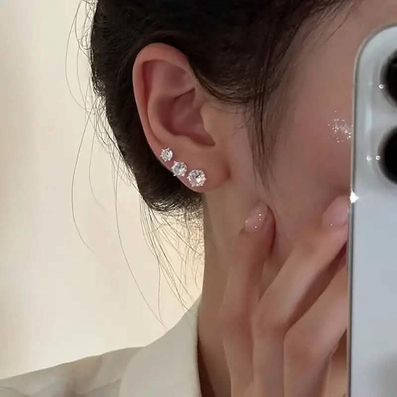 Lot de 12 paires de boucles d'oreilles en zircon et cristal