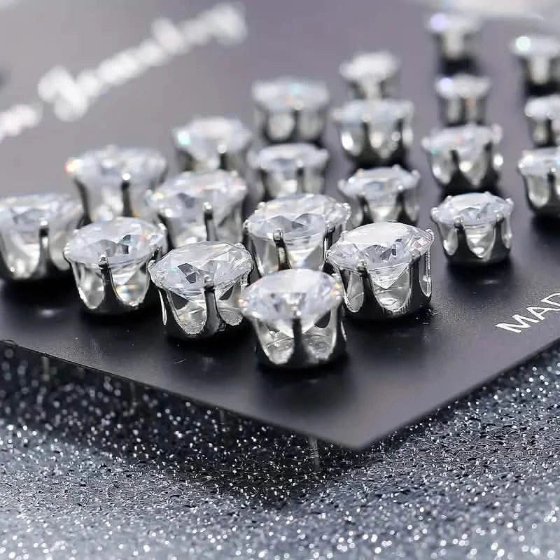 12 paires : boucles d'oreilles clous en acier inoxydable pour femmes