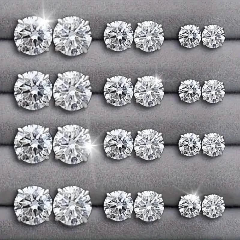12 paires : boucles d'oreilles clous en acier inoxydable pour femmes