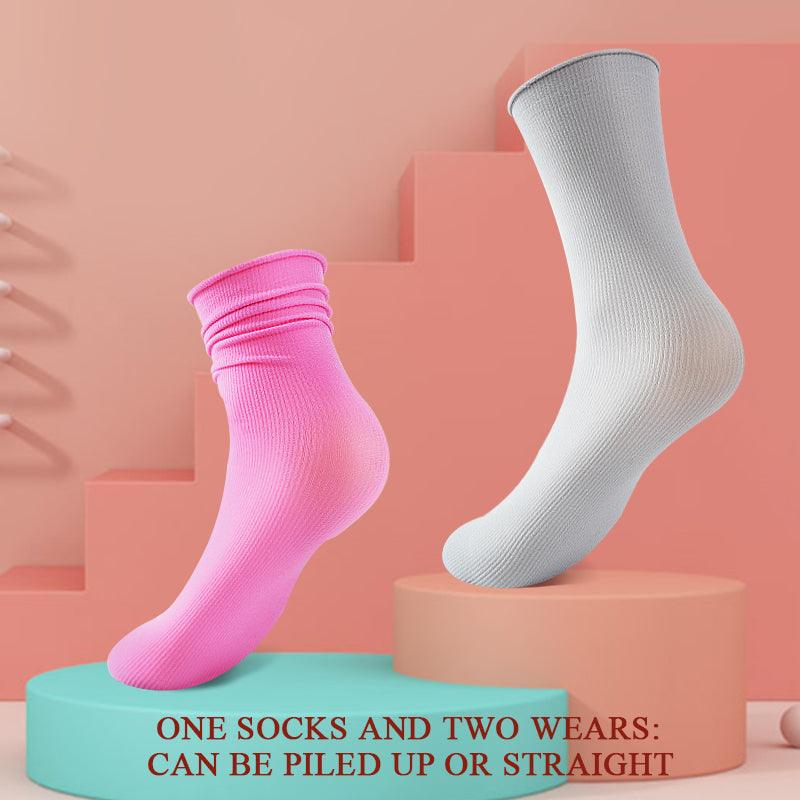 Lot de 1/2 paires de chaussettes fines pour filles style Harajuku, mignonnes, longues, à volants, douces, en nylon, très élastiques, de couleur unie (blanc, violet), élégantes, décontractées, pour hommes et femmes