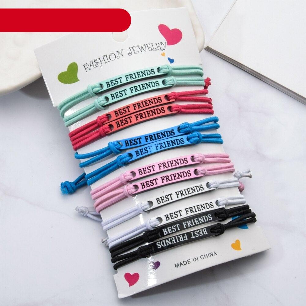 Lot de 12 bracelets à breloques pour couple, tressés, ajustables, avec corde élastique, faits à la main, confortables, assortis, cadeau idéal pour femme, meilleure amie, bijoux de relation.