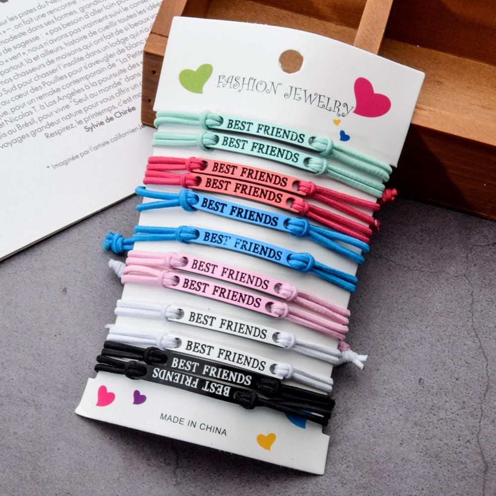 Lot de 12 bracelets à breloques pour couple, tressés, ajustables, avec corde élastique, faits à la main, confortables, assortis, cadeau idéal pour femme, meilleure amie, bijoux de relation.