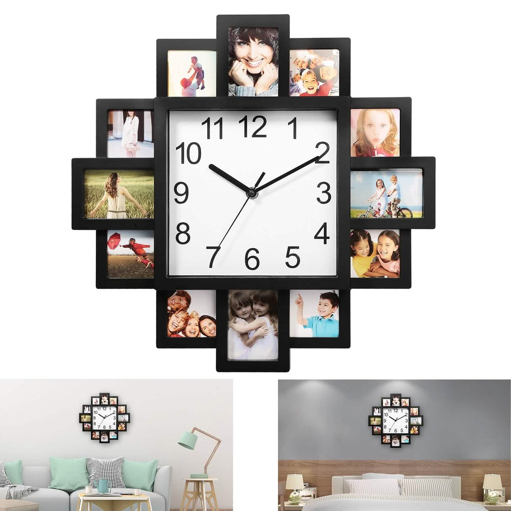 Horloge murale avec affichage de 12 photos
