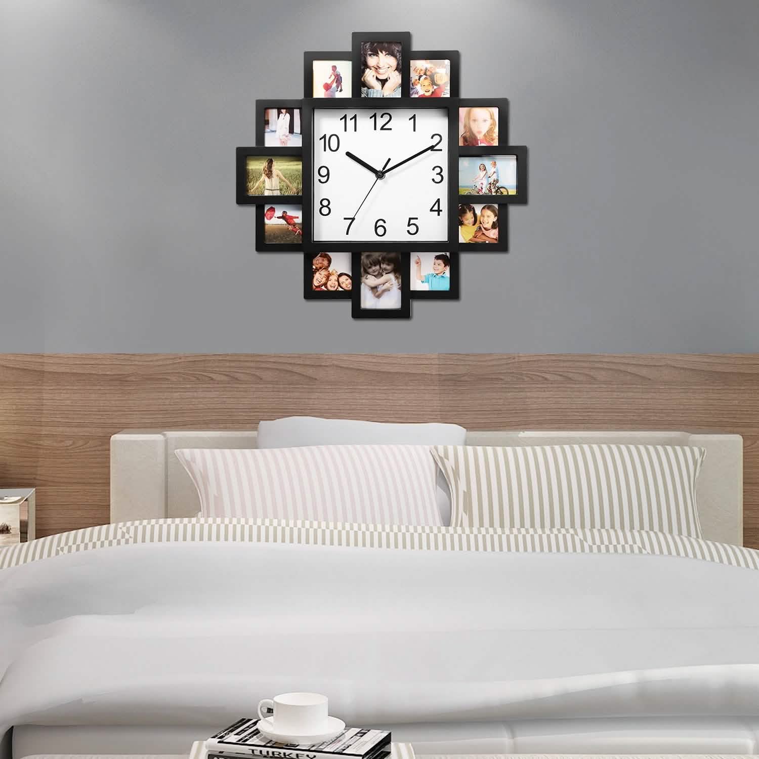 Horloge murale avec affichage de 12 photos