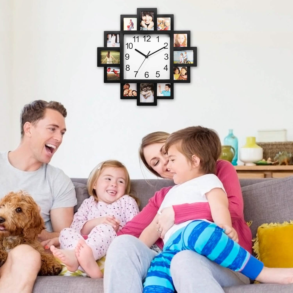 Horloge murale avec affichage de 12 photos