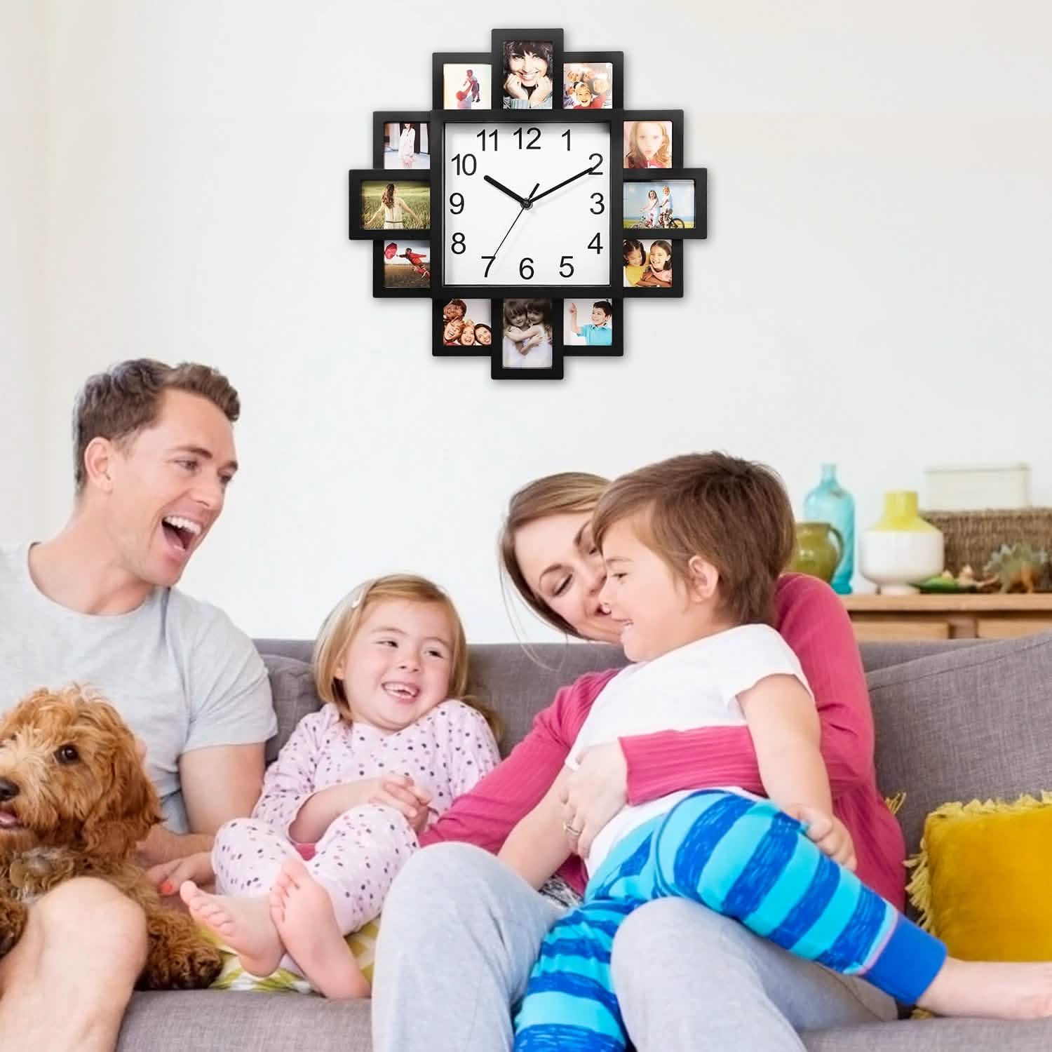 Horloge murale avec affichage de 12 photos