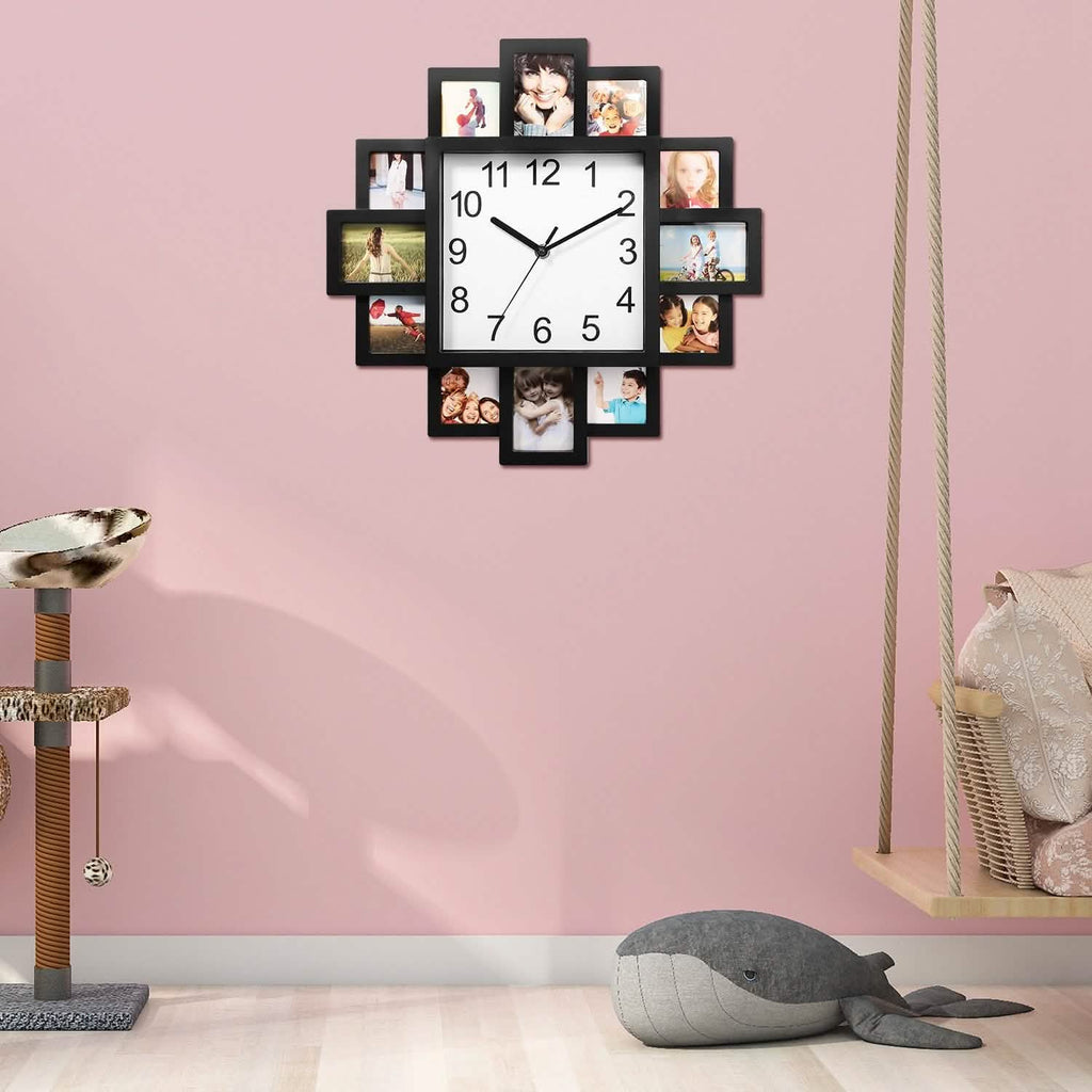 Horloge murale avec affichage de 12 photos