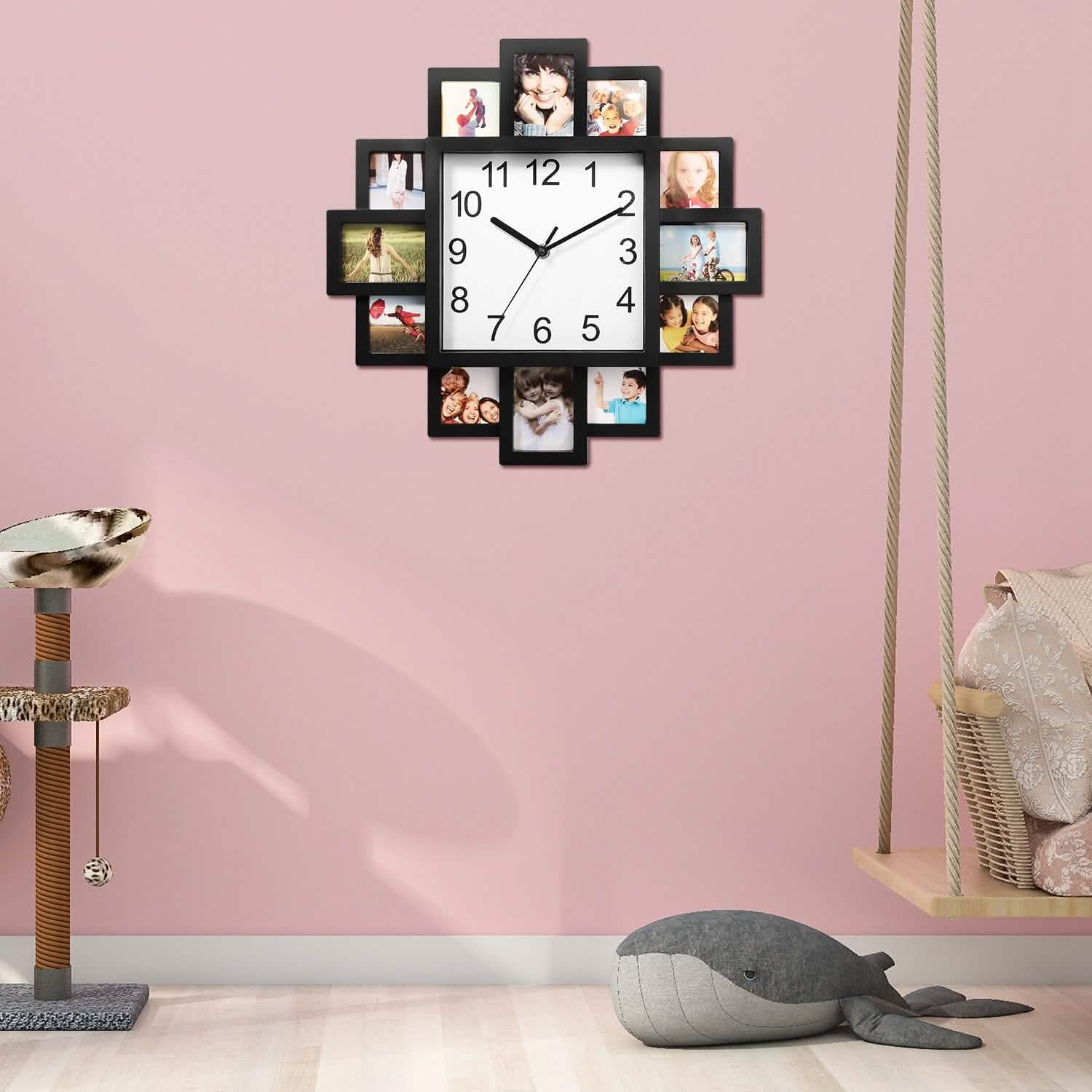 Horloge murale avec affichage de 12 photos