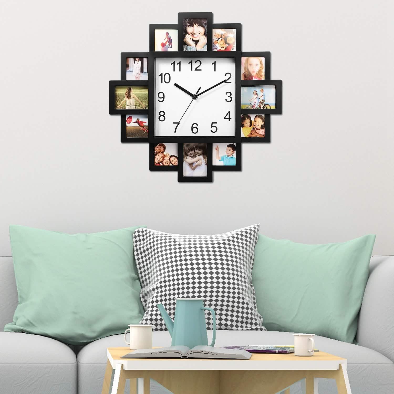 Horloge murale avec affichage de 12 photos