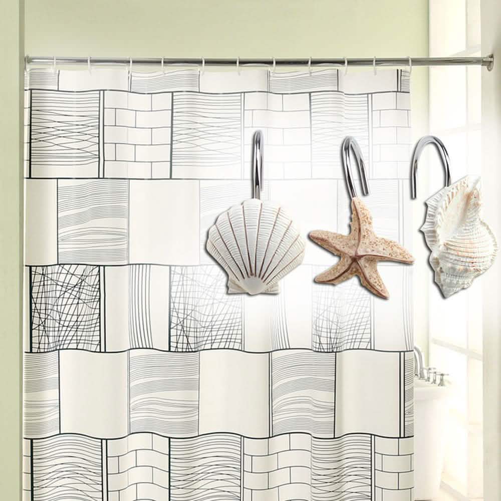 Lot de 12 : Crochets de rideau de douche décoratifs en coquillages AGPTEK