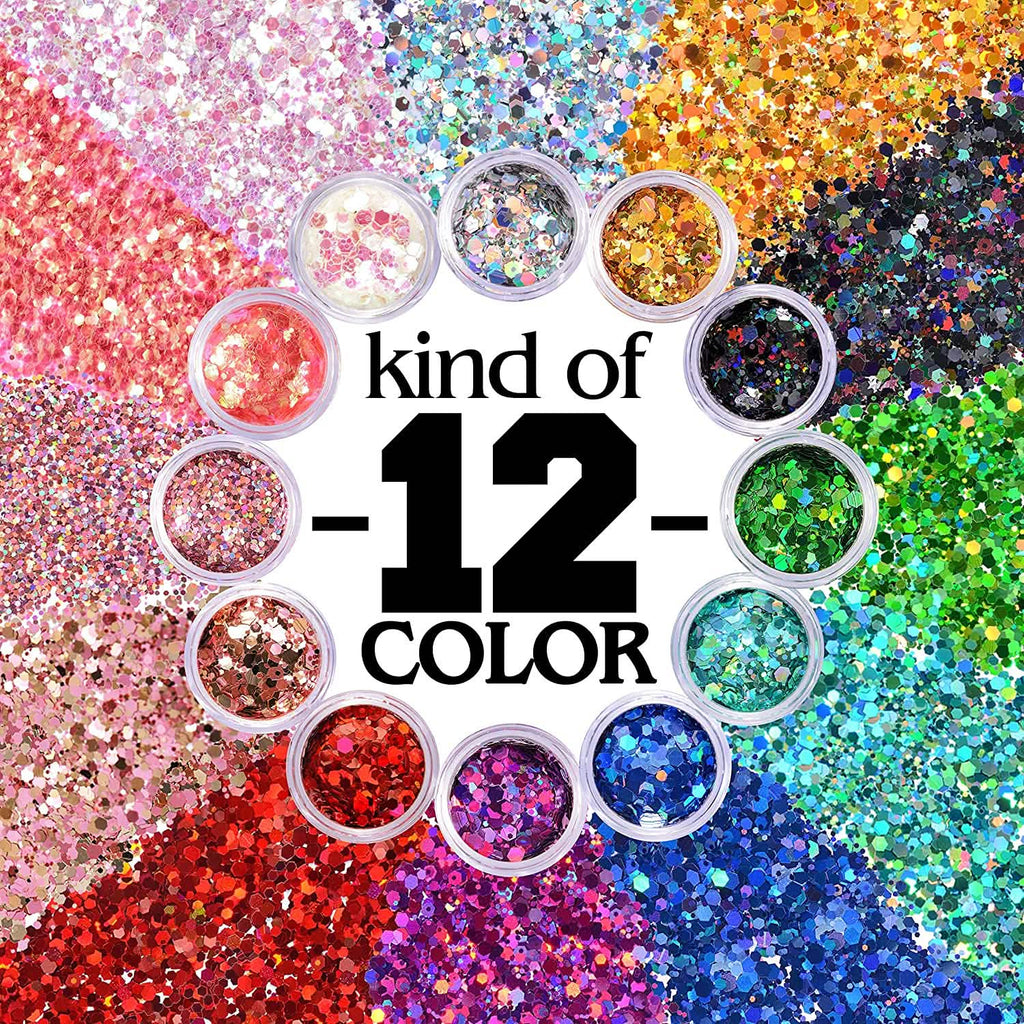 Lot de 12 : Paillettes épaisses holographiques