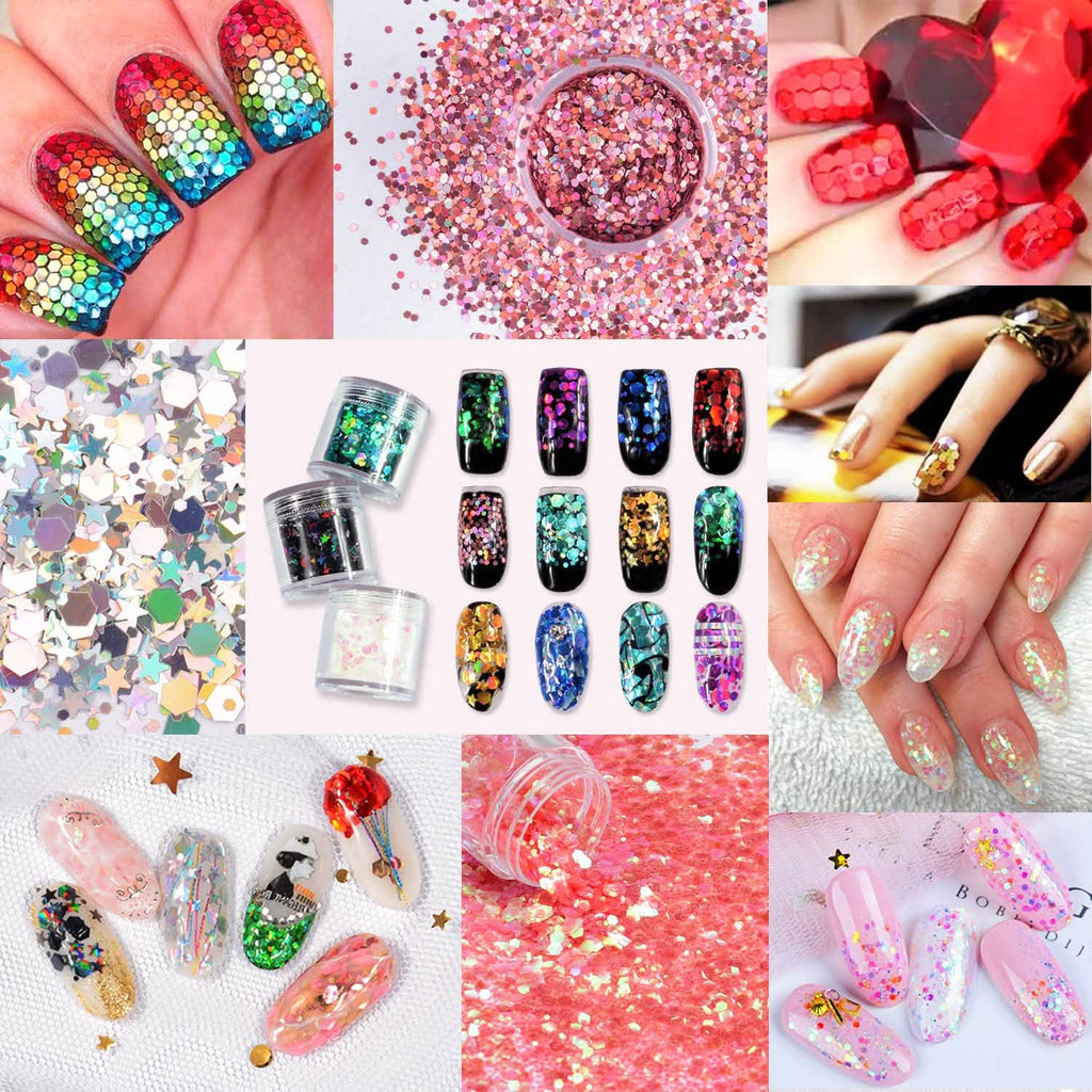 Lot de 12 : Paillettes épaisses holographiques