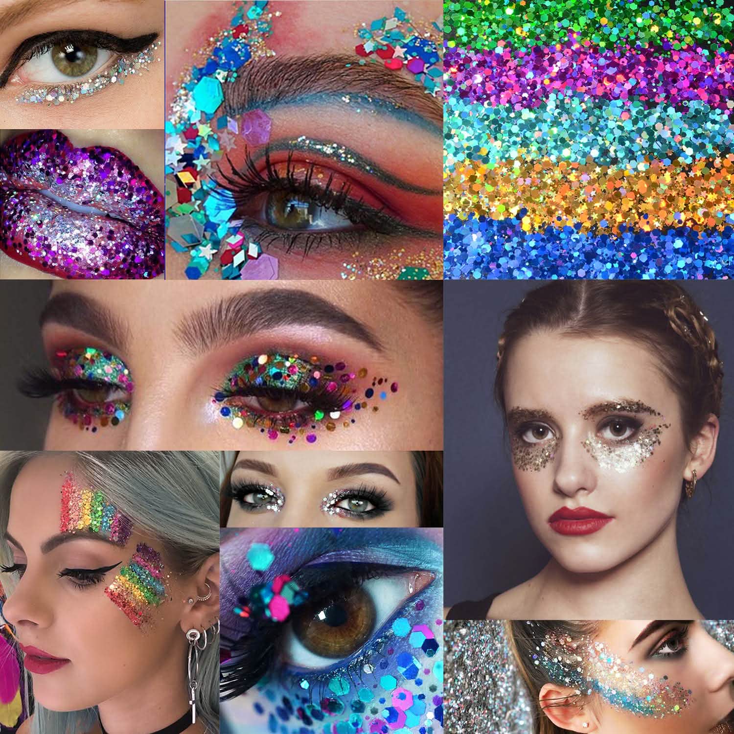 Lot de 12 : Paillettes épaisses holographiques