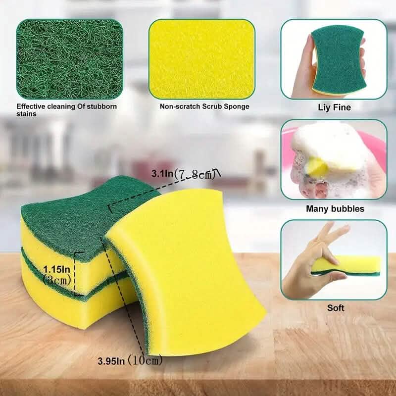 Lot de 12 : Éponge de nettoyage de cuisine en microfibre ultra-fine