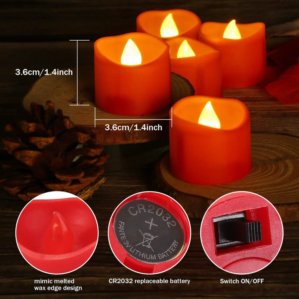 Lot de 12 bougies chauffe-plat LED ambre jaune sans flamme avec minuteur