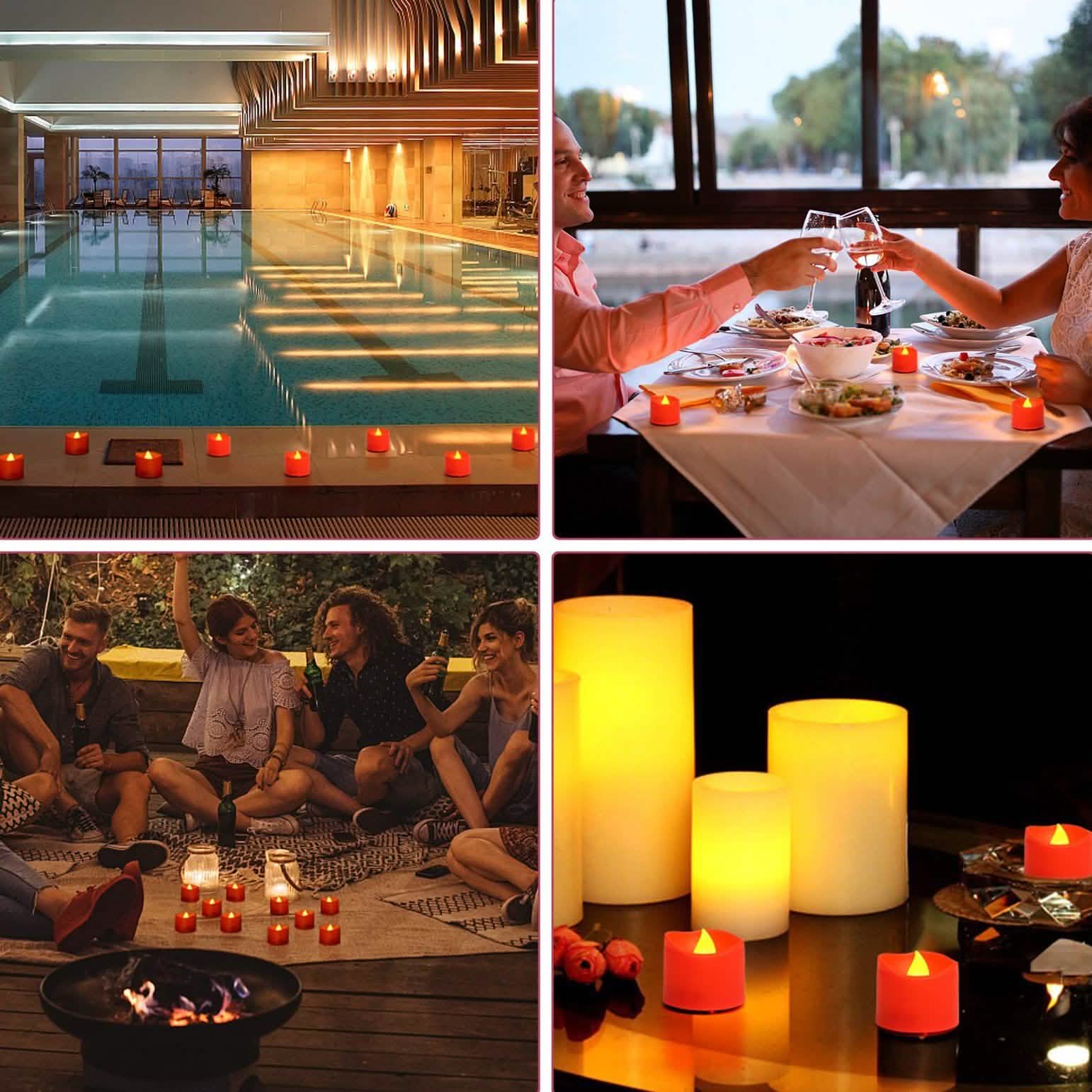 Lot de 12 bougies chauffe-plat LED ambre jaune sans flamme avec minuteur
