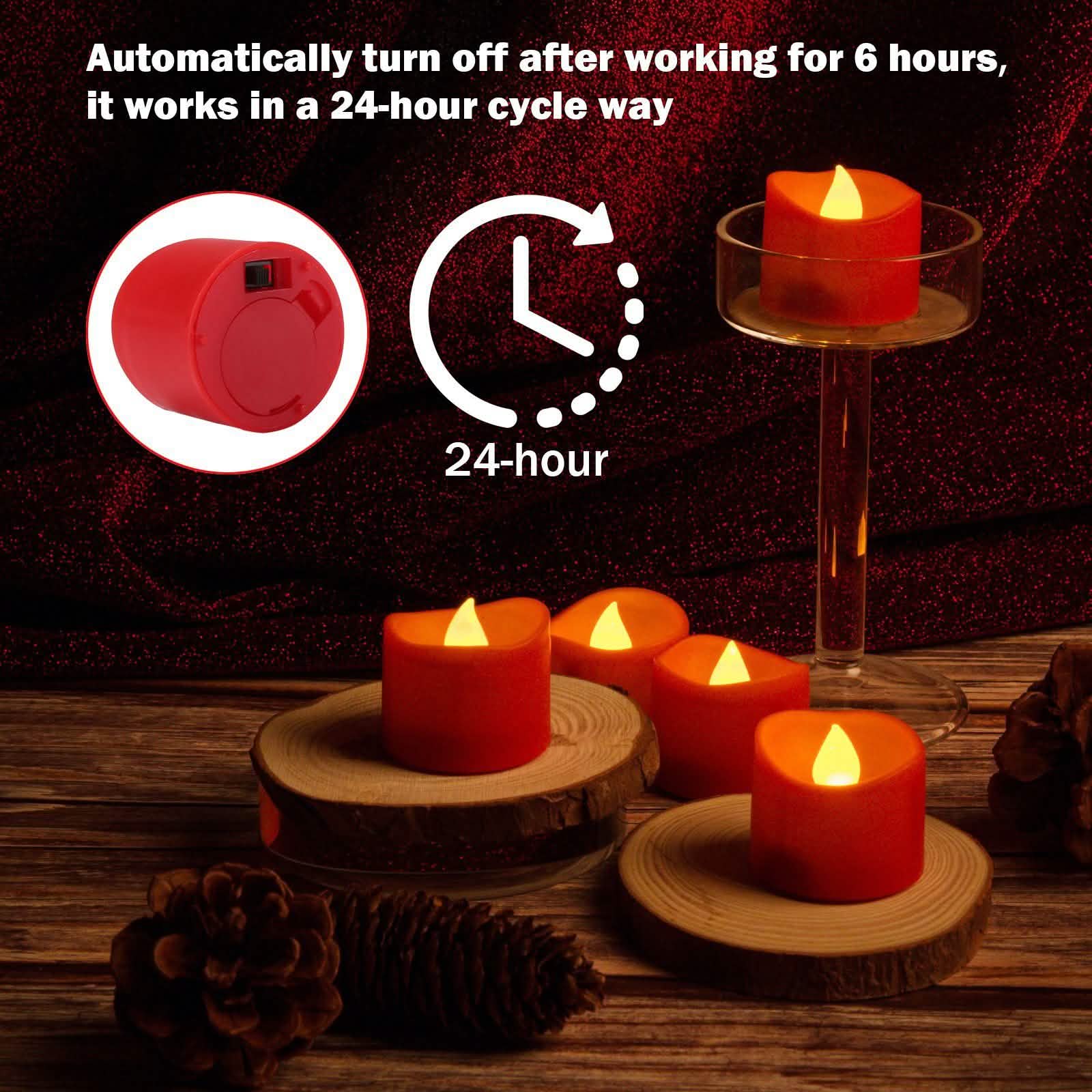 Lot de 12 bougies chauffe-plat LED ambre jaune sans flamme avec minuteur