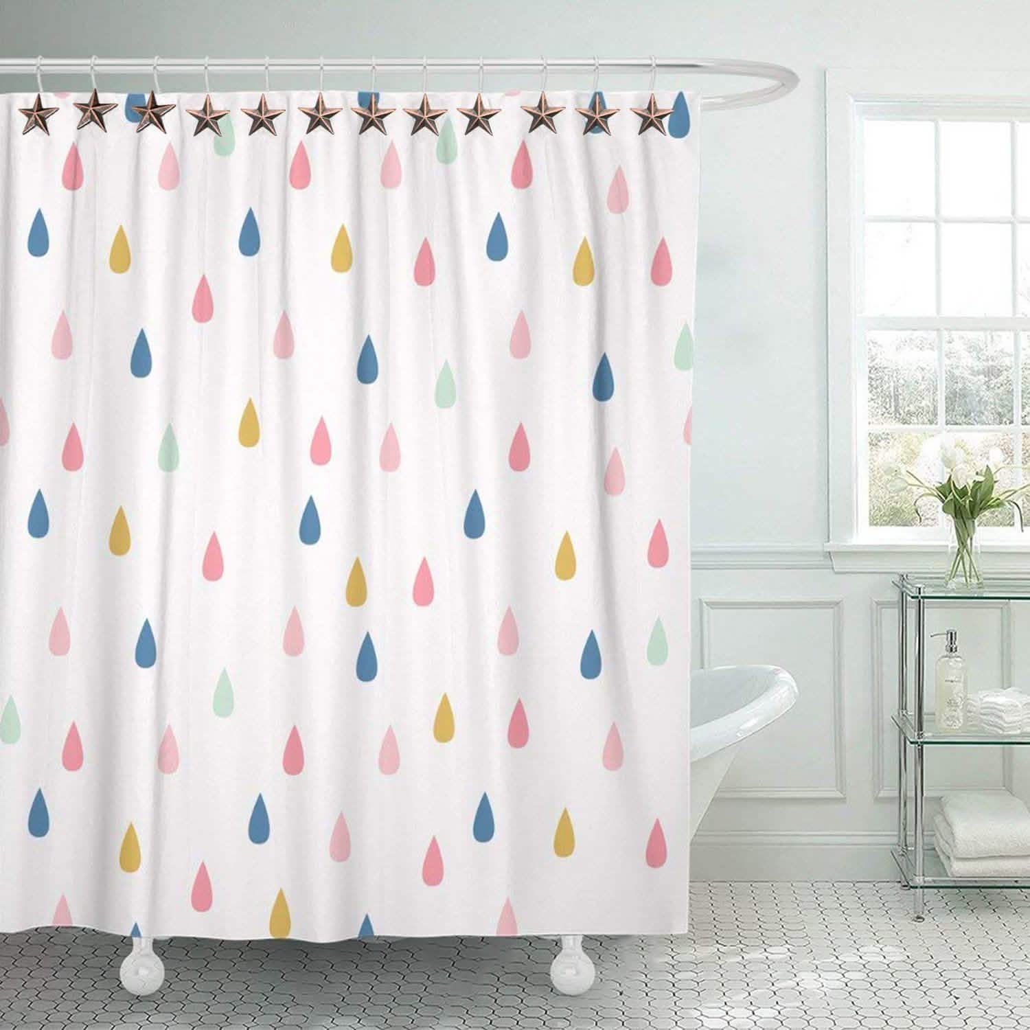 Lot de 12 : Crochets de rideau de douche décoratifs en étoile antirouille