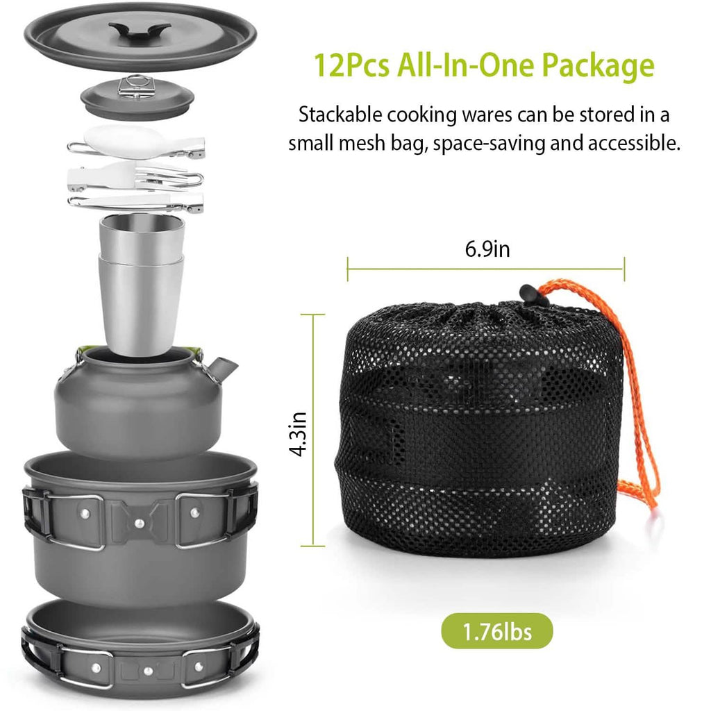 12 pièces : batterie de cuisine de camping