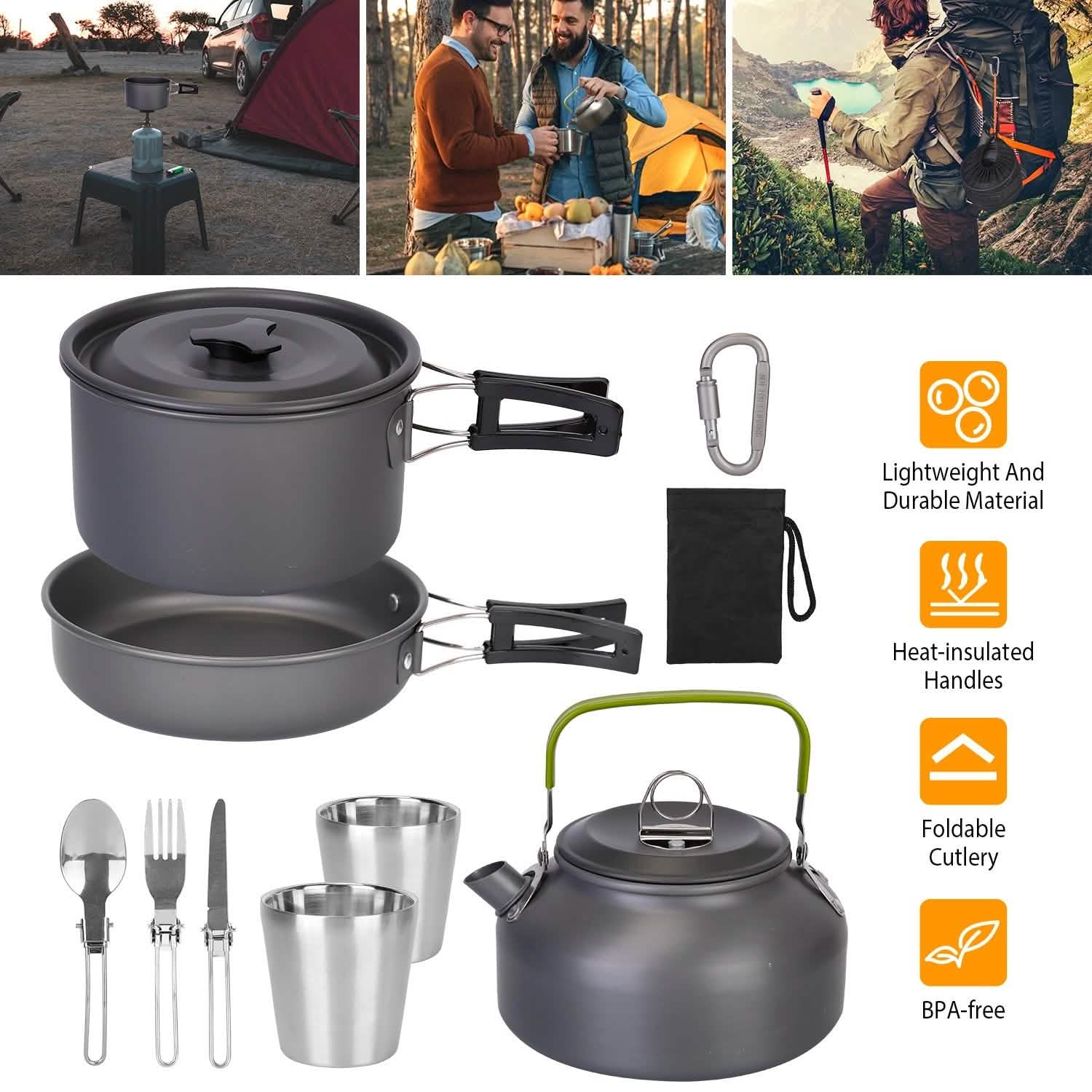 12 pièces : batterie de cuisine de camping