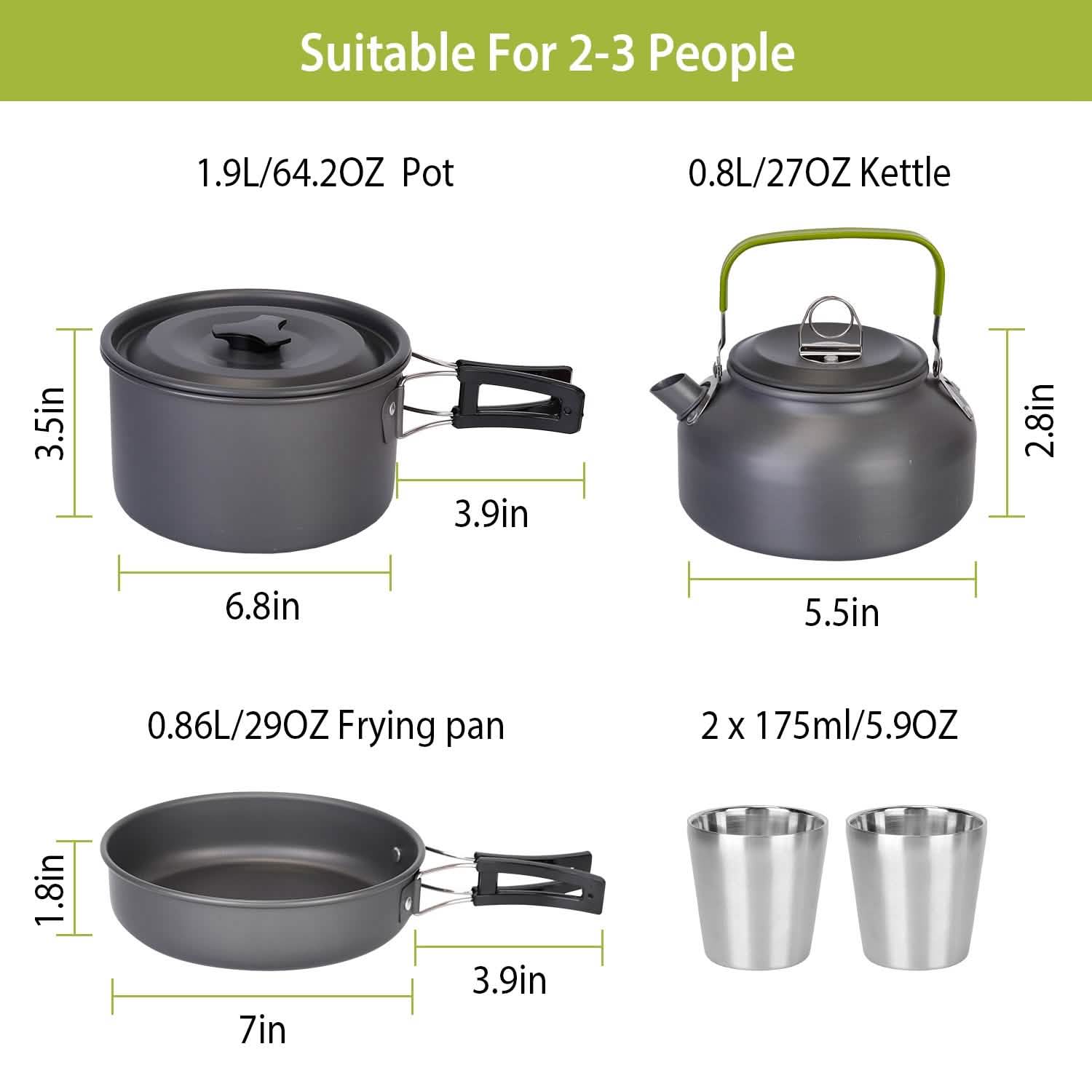 12 pièces : batterie de cuisine de camping
