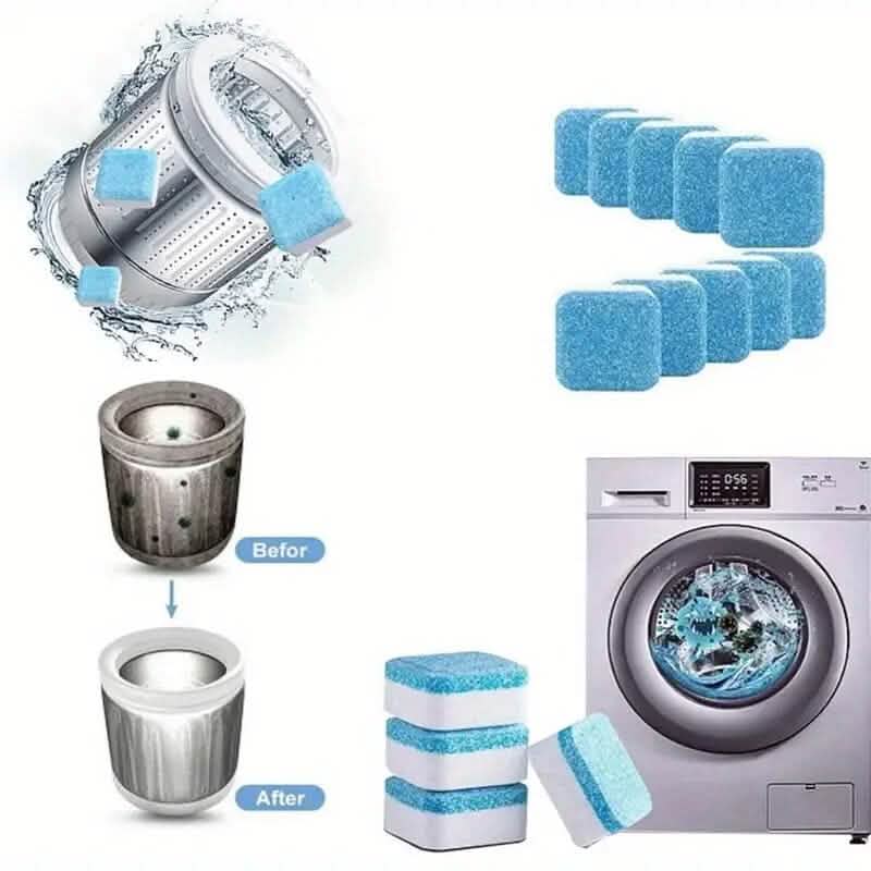 12 pièces : Pastilles de nettoyage effervescentes pour machine à laver