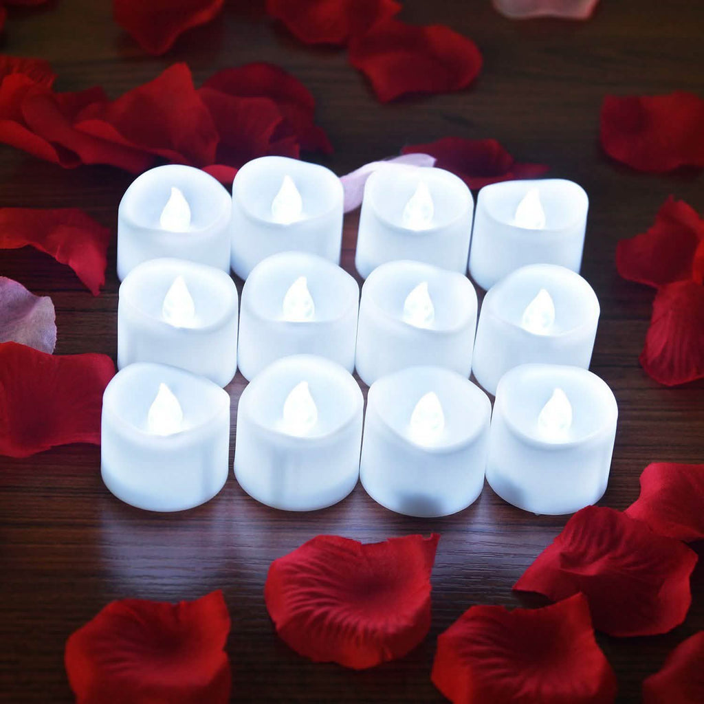 12 pièces : Bougie LED chauffe-plat avec 100 pétales de rose artificiels