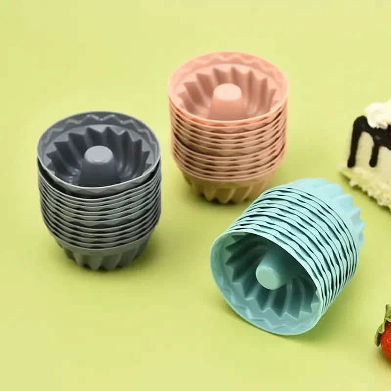 Lot de 12 moules individuels en silicone pour gâteaux Bundt
