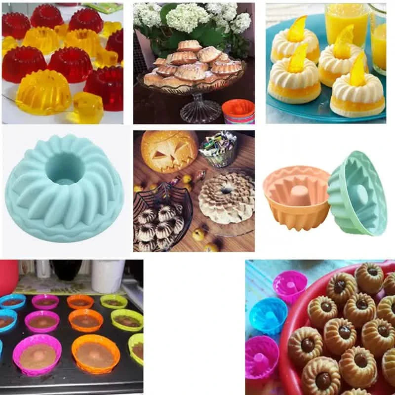 Lot de 12 moules individuels en silicone pour gâteaux Bundt