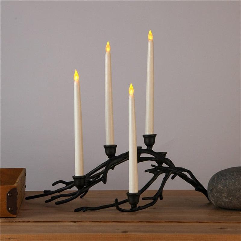 12 Bougies Coniques LED Sans Flamme Lumière Blanc Chaud Scintillante Télécommande à Piles LED Lumière Chaude Mèche 3D Bougies de Fenêtre en Cire Véritable Décoration Noël Maison Mariage Bougies à Piles pour Décoration de Noël, Halloween, Mariage