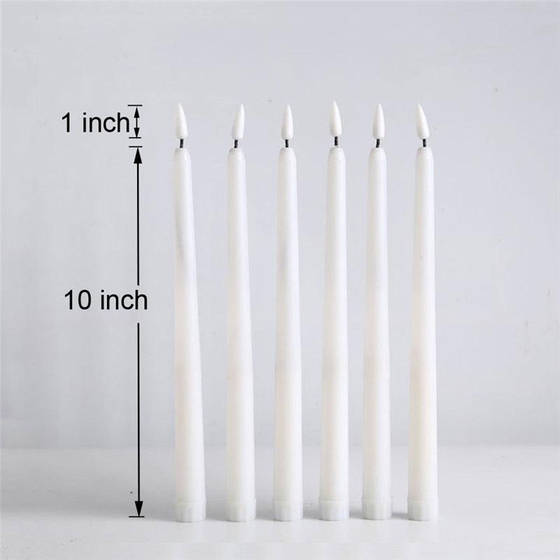 12 Bougies Coniques LED Sans Flamme Lumière Blanc Chaud Scintillante Télécommande à Piles LED Lumière Chaude Mèche 3D Bougies de Fenêtre en Cire Véritable Décoration Noël Maison Mariage Bougies à Piles pour Décoration de Noël, Halloween, Mariage