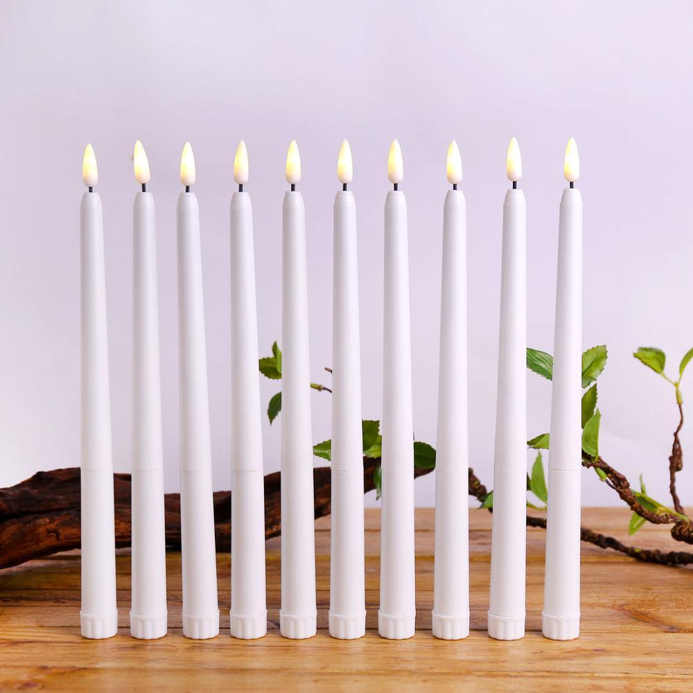 12 Bougies Coniques LED Sans Flamme Lumière Blanc Chaud Scintillante Télécommande à Piles LED Lumière Chaude Mèche 3D Bougies de Fenêtre en Cire Véritable Décoration Noël Maison Mariage Bougies à Piles pour Décoration de Noël, Halloween, Mariage