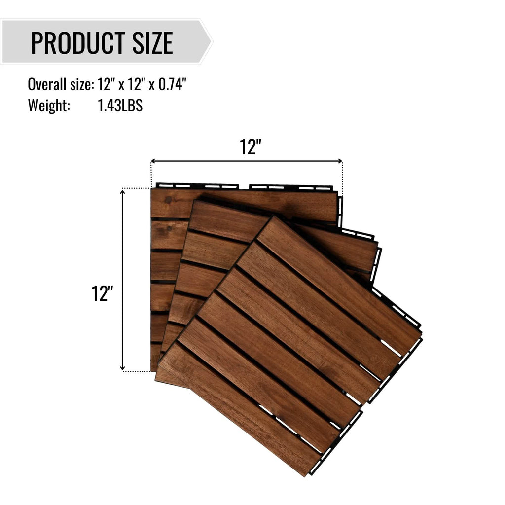 Dalles de terrasse en teck imbriquées carrées de 30 x 30 cm