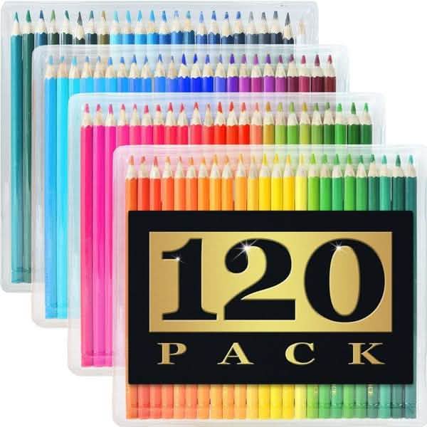 Lot de 120 : Ensemble de crayons de couleur aquarellables