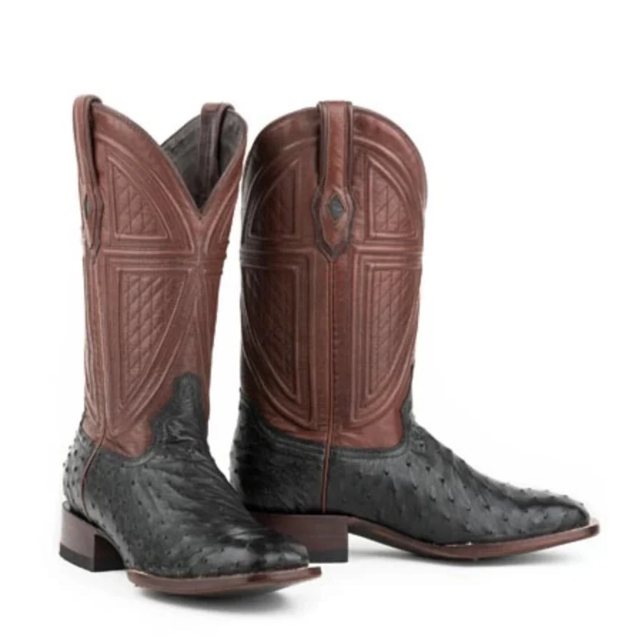 Stetson Dillon (Marron/Noir) - Bottes de cowboy en autruche pour homme