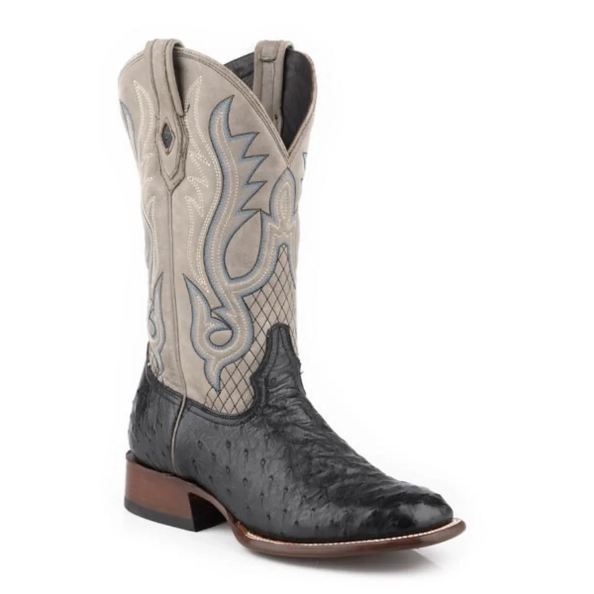 Bottes de cowboy Stetson Ozzy (blanc/noir) en autruche pour homme