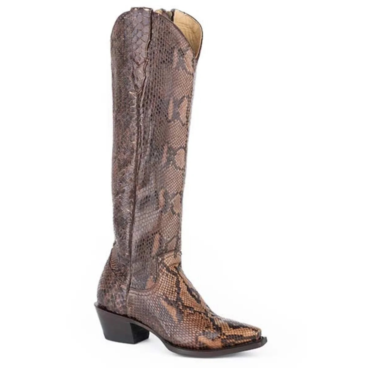 Bottes de cowgirl en cuir de python Stetson Yasmin (marron) pour femme