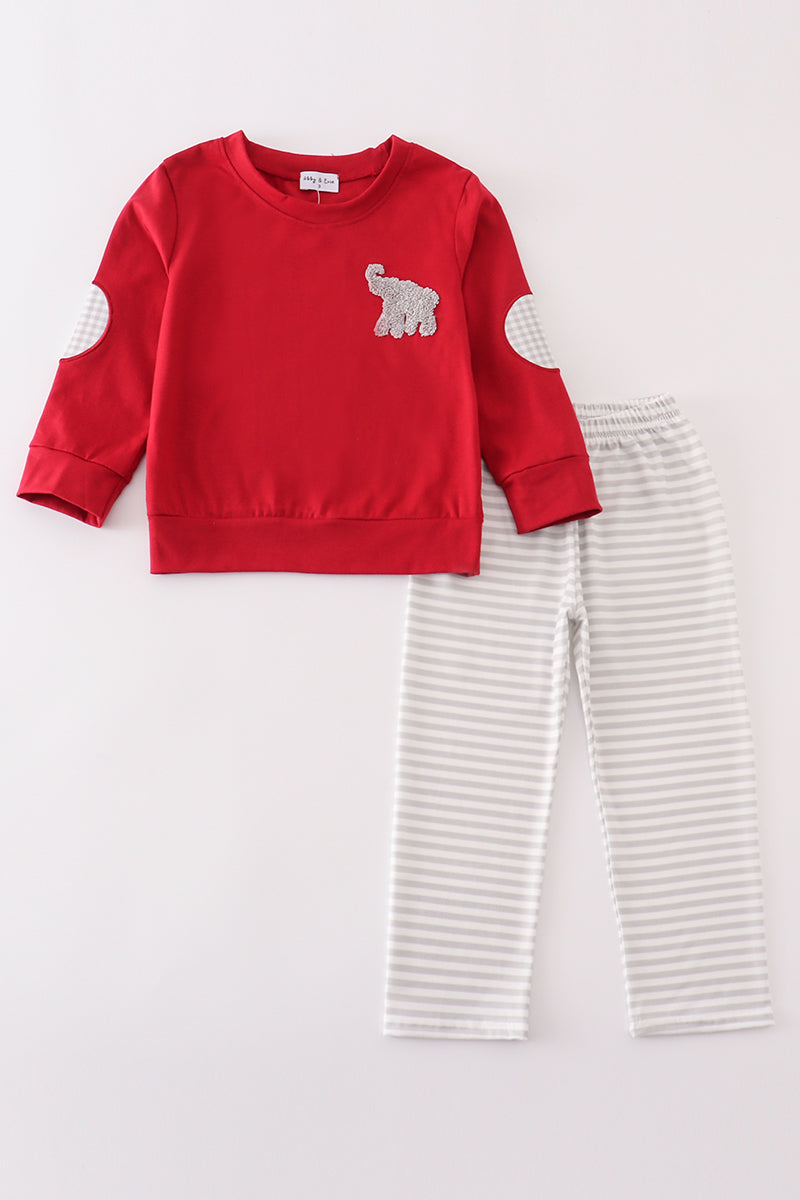 Ensemble garçon marron Alabama broderie au point de nœud