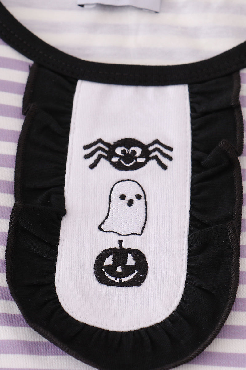 Ensemble pantalon à rayures brodées araignée Halloween violet