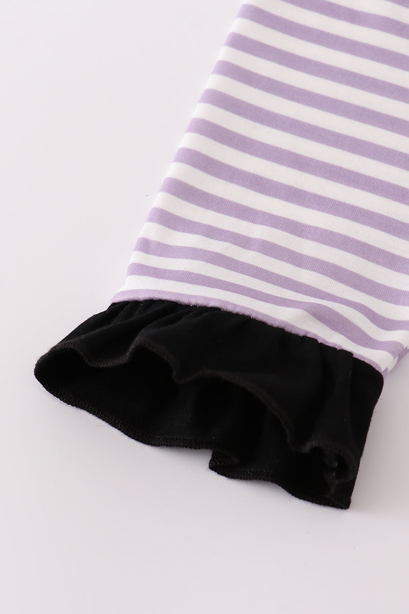 Ensemble pantalon à rayures brodées araignée Halloween violet