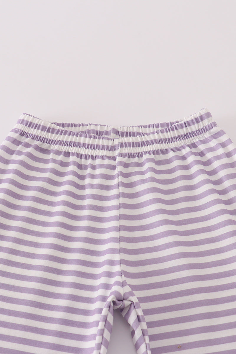 Ensemble pantalon à rayures brodées araignée Halloween violet